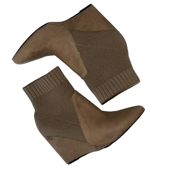 Cecilia New York Renata Brownish Tan Wedge Sock Ankle Boots Size 8 - Picture 6 of 10